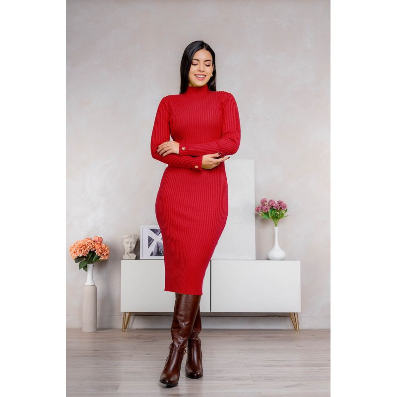 ARMA TU LOOK - VESTIDO CANDICE CUELLO ALTO DE CASHMERE CON BOTONES EN MANGAS