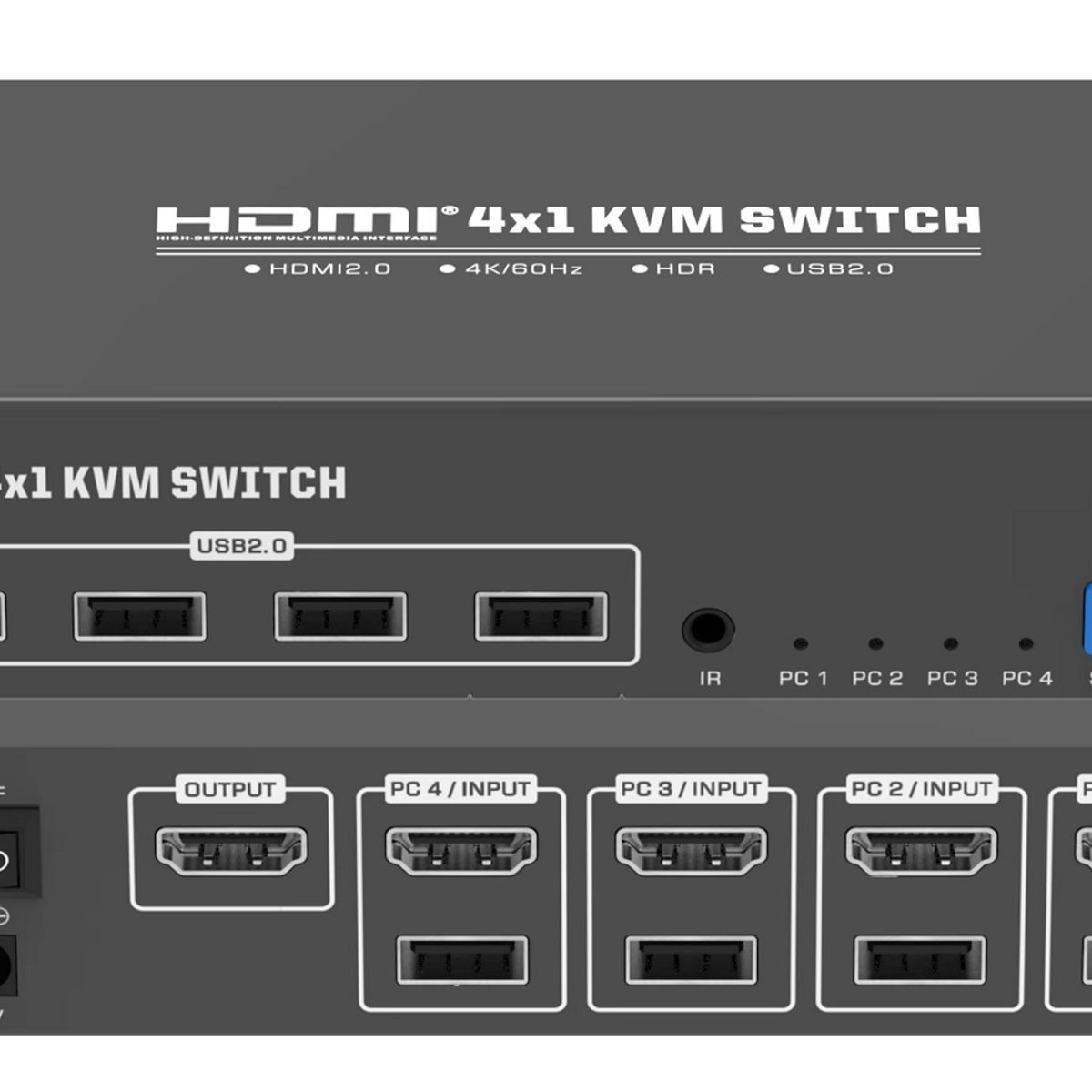 GENERICO - KVM SWITCH 4 puertos HDMI 4K con USB 2,0 60Hz 4K para 4 Pc 1 Monitor