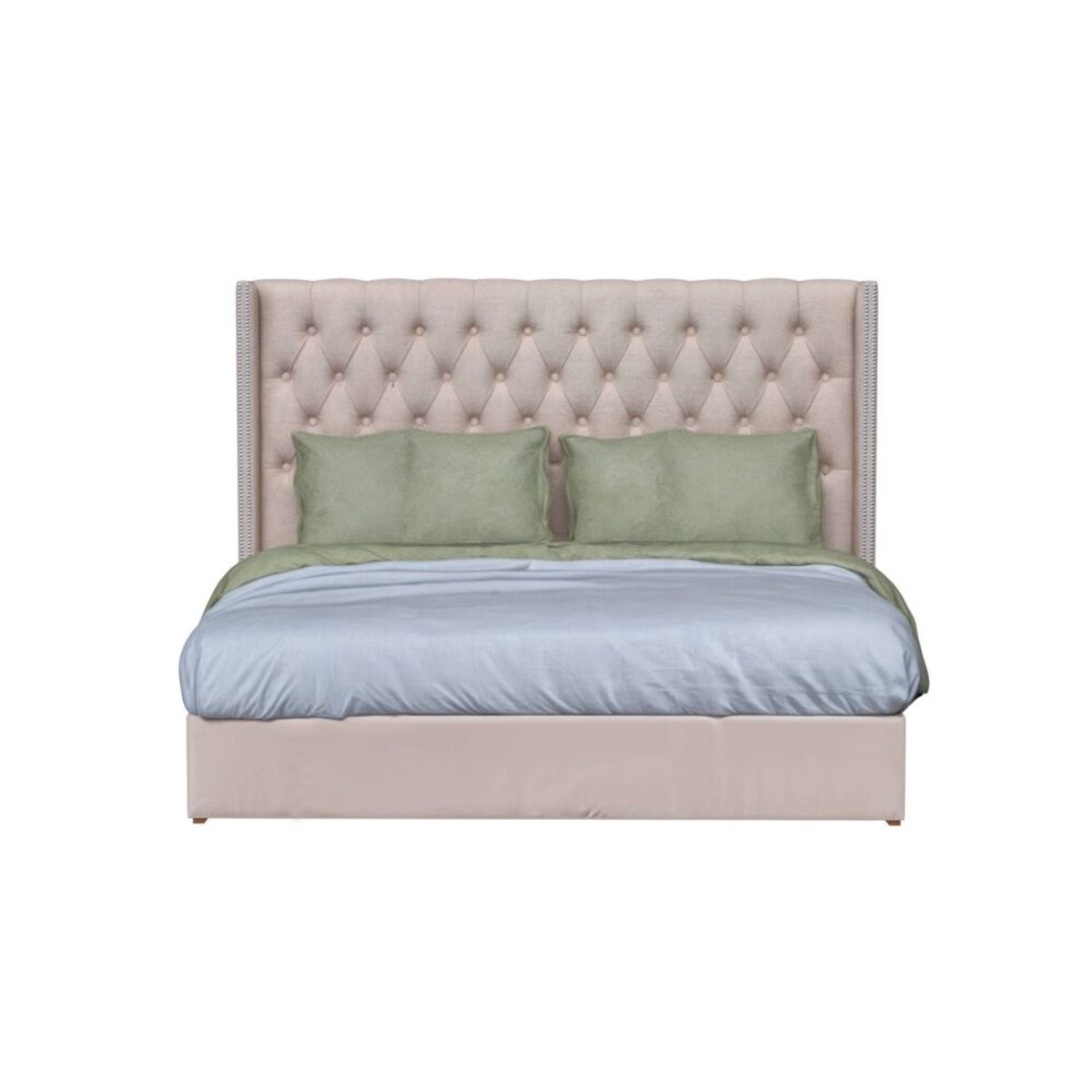 MUEBLES MACRUMO - Cama Tapizada Marsella Premium de 15plz Beige Tela antifluido