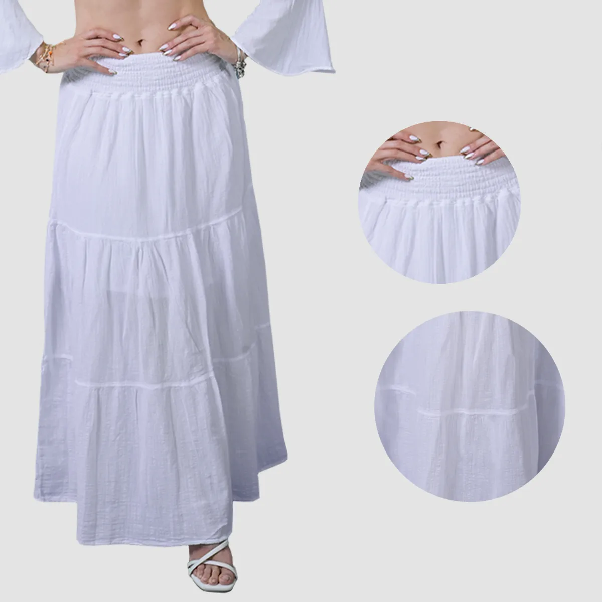 FORBER - Falda Blanca Larga Mujer