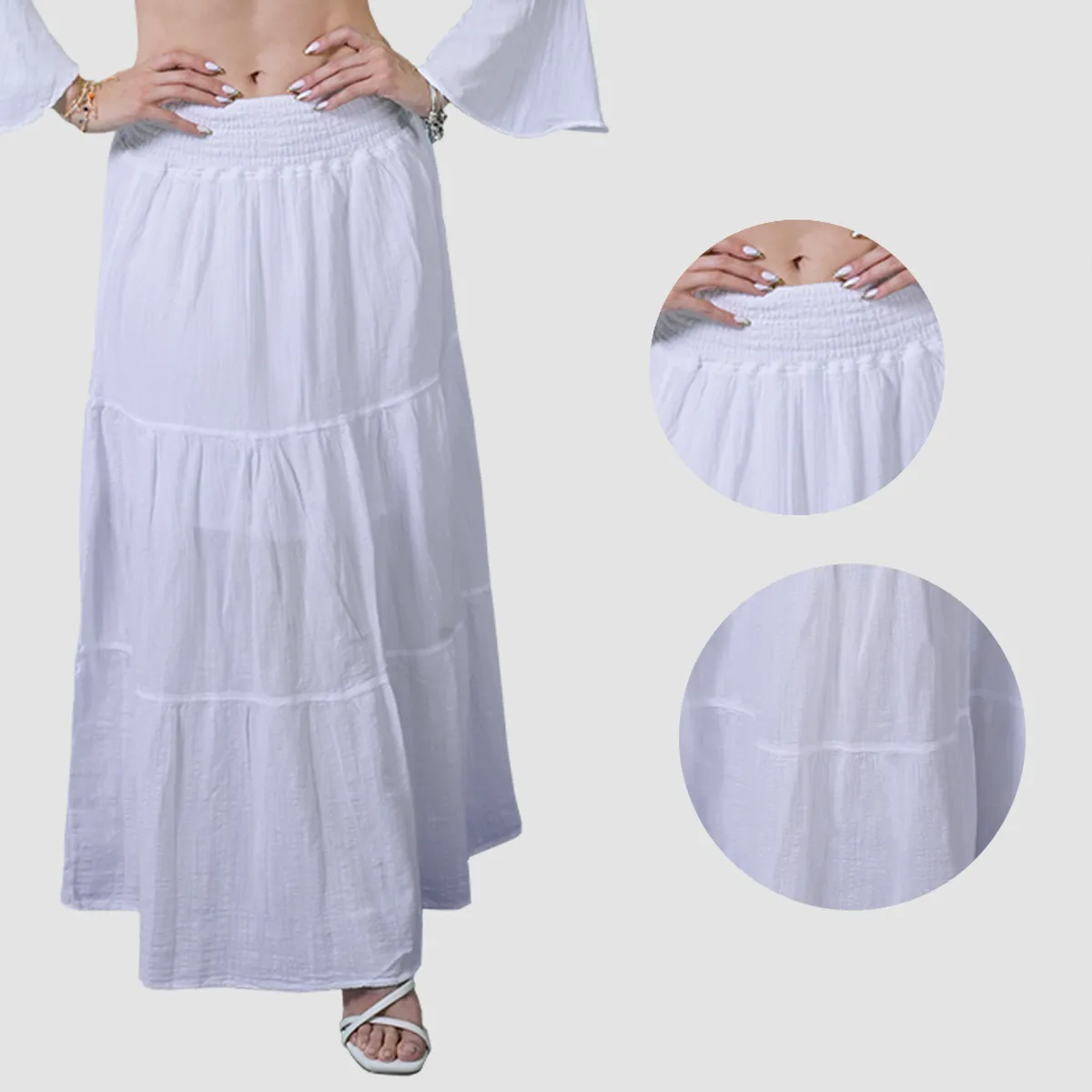 FORBER - Falda Blanca Larga Mujer