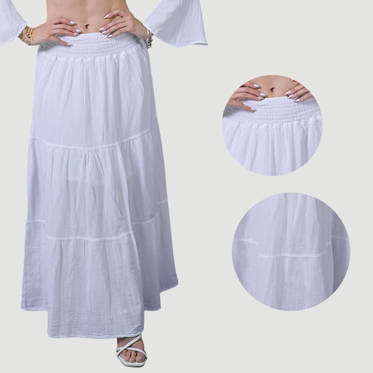 FORBER - Falda Blanca Larga Mujer