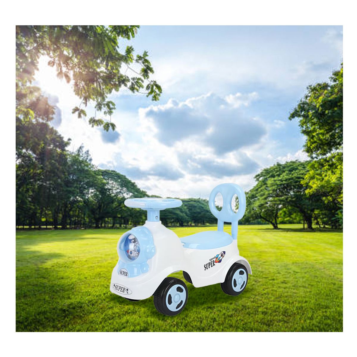 GENERICO - Carrito Buggy Correpasillos Para Niños Blanco Celeste