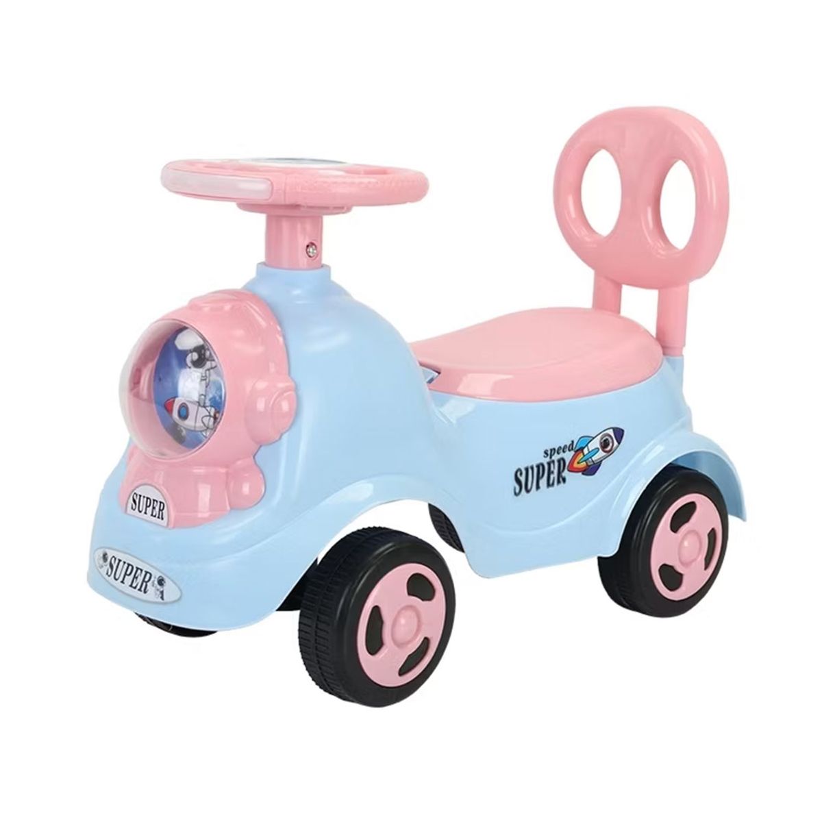 GENERICO - Carrito Buggy Correpasillos Para Niños Celeste con Rosa