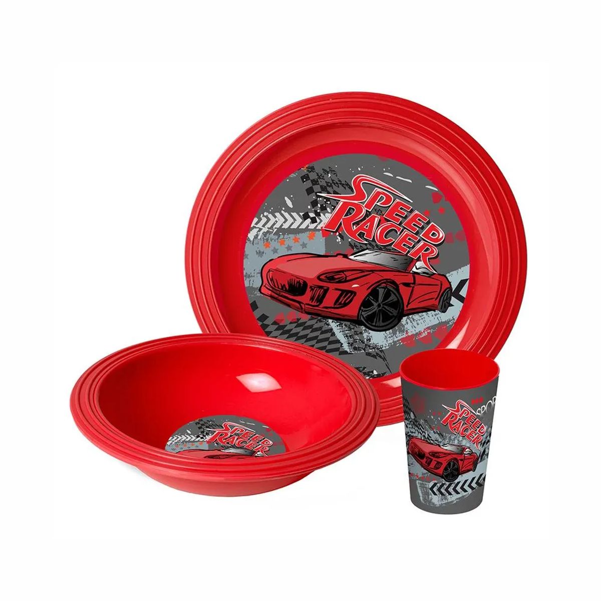 GENERICO - Set Plato + Vaso X 3 Pza Dec Speed Racer