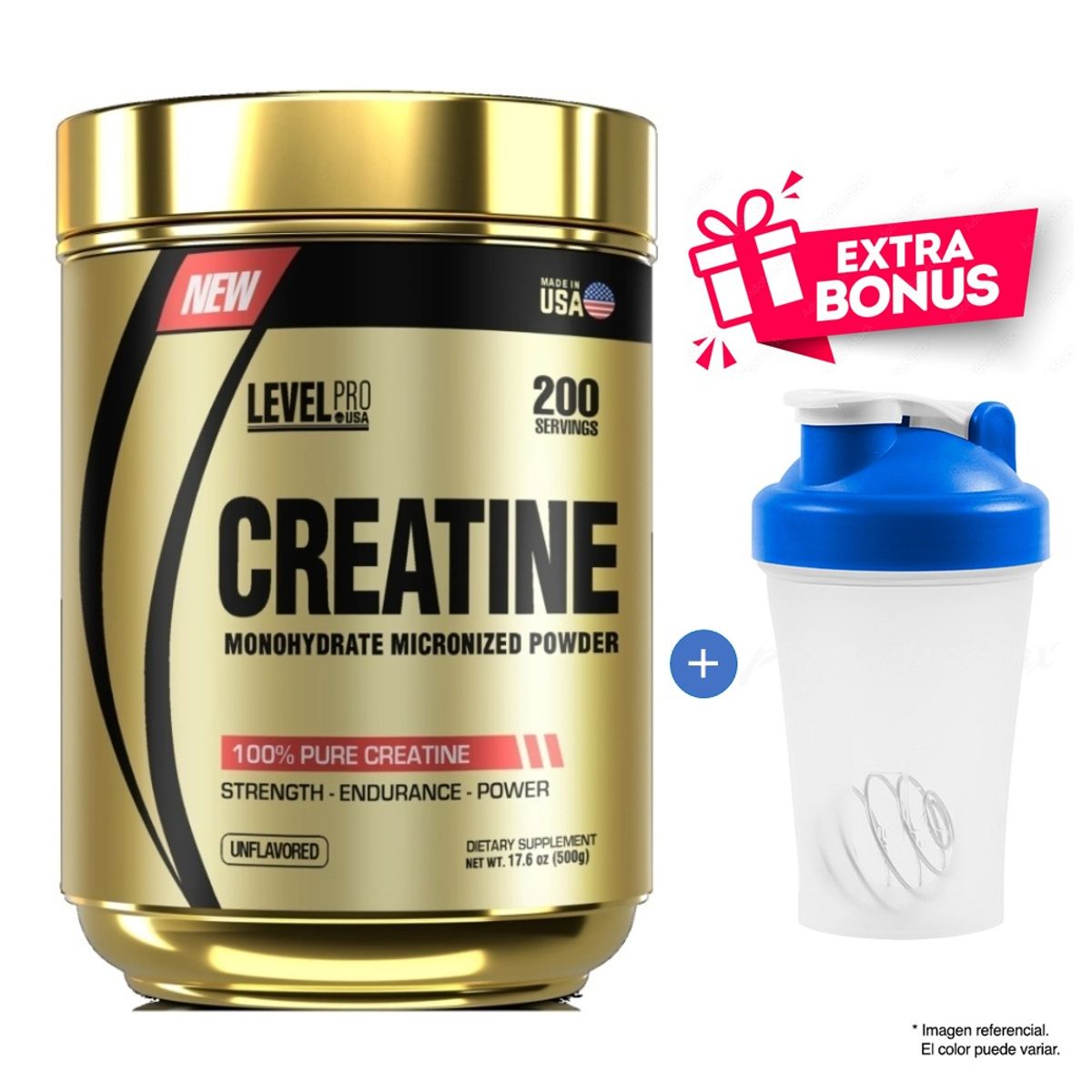 LEVEL PRO - CREATINE MICRONIZED LEVEL PRO 500 GRAMOS + Regalo