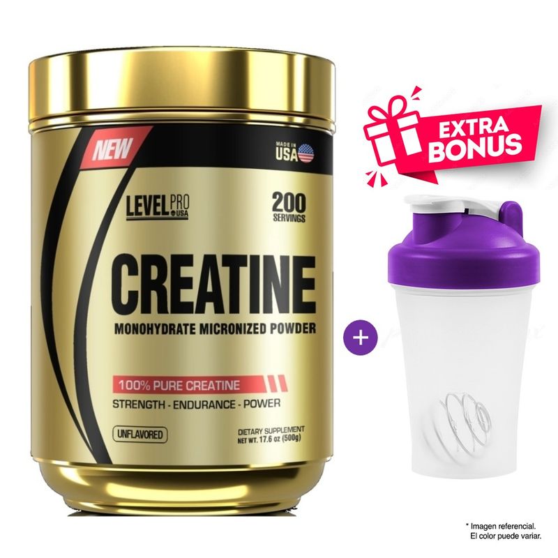 LEVEL PRO - CREATINA 500 GR LEVEL PRO Sabor NATURAL 200 SERVICIOS