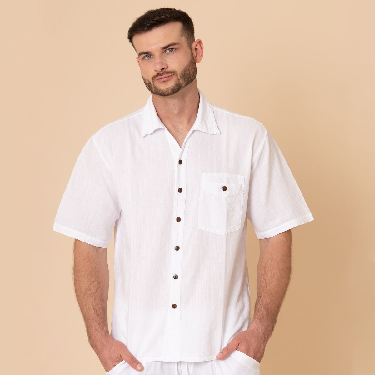 FORBER - Camisa Blanca Manga Corta Hombre