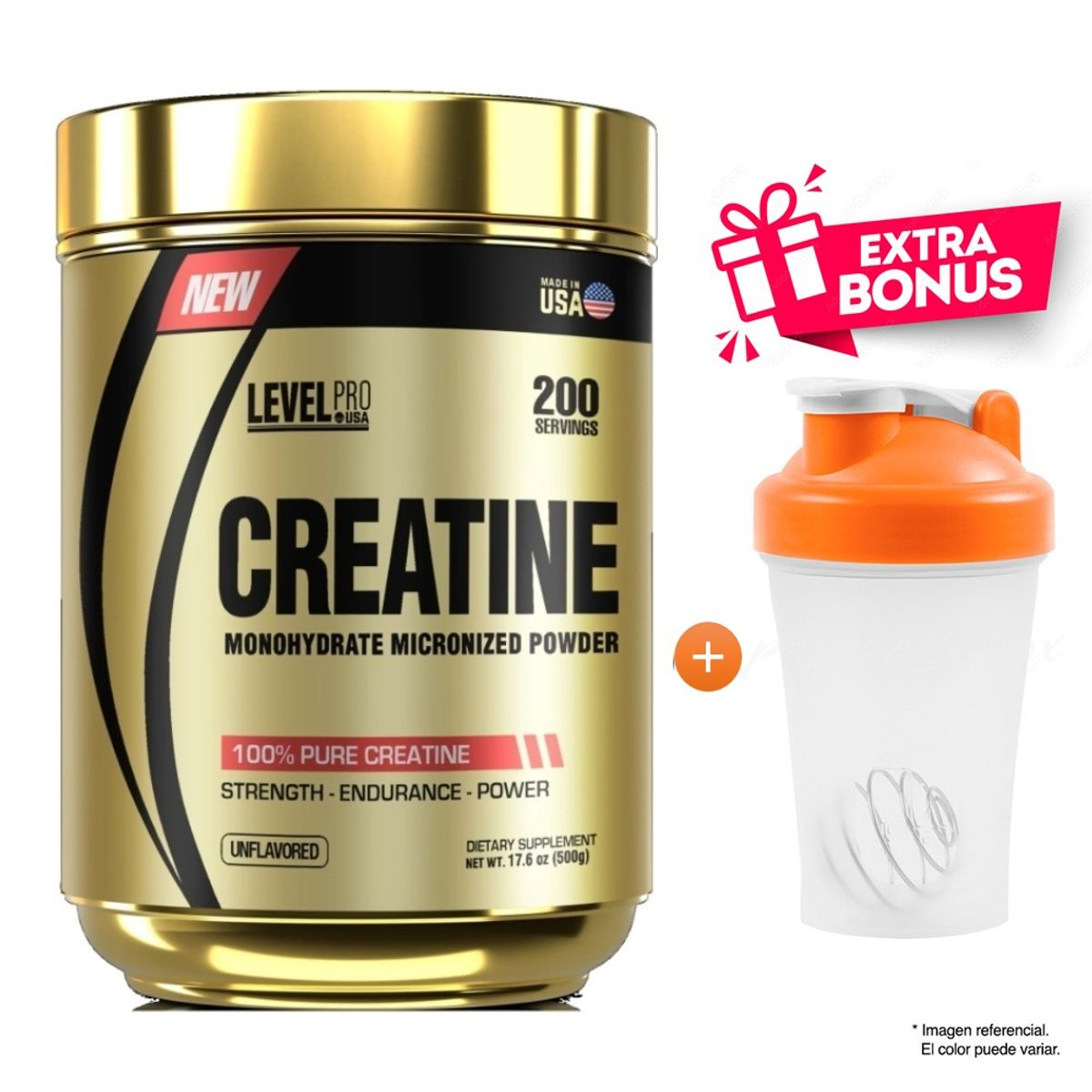 LEVEL PRO - LEVEL PRO CREATINA MONOHIDRATADA 500 GRAMOS