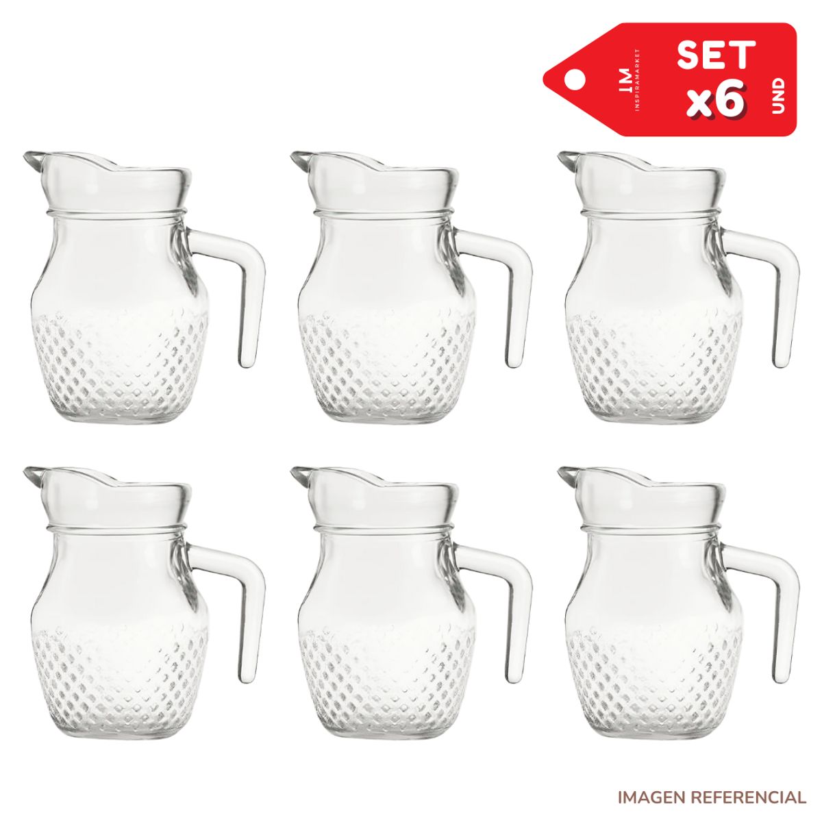 INSPIRA MARKET - Mini jarras de vidrio 600ml Set x6