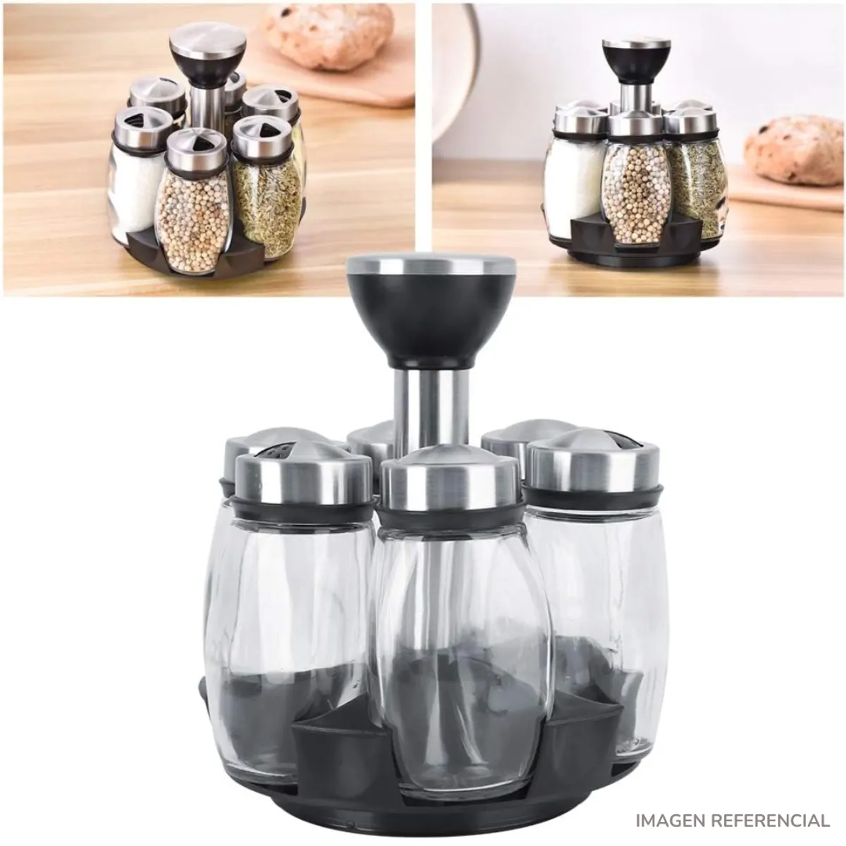 INSPIRA MARKET - Set x6 condimenteros especieros giratorio 360°