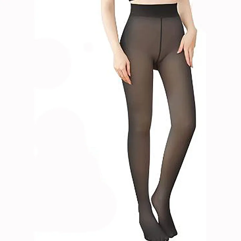 START FG - Medias pantys térmicas super Gruesas efecto piel para mujer en negro