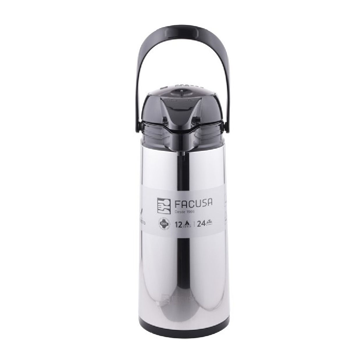 FACUSA - Termo con Sifón 1.9 Litros Acero Inoxidable Brillante - 981900502