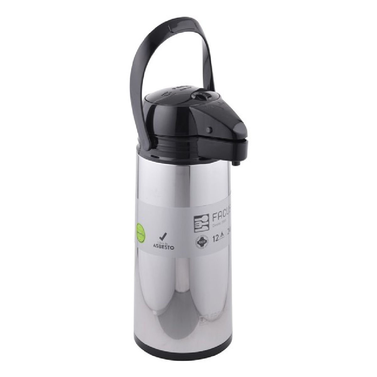 FACUSA - Termo con Sifón 1.9 Litros Acero Inoxidable Brillante - 981900502