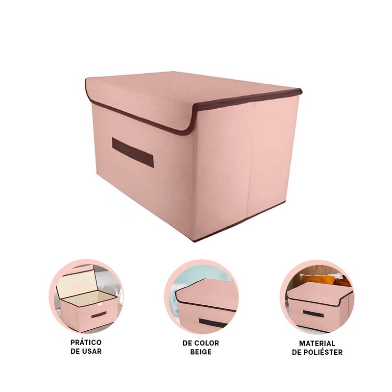 GENERICO - Pack5 Caja Practica para Ordenar 36x24x23cm en Beige