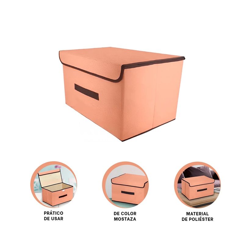 GENERICO - Pack5 Caja Espaciosa para Almacen 25x19x16cm Mostaza