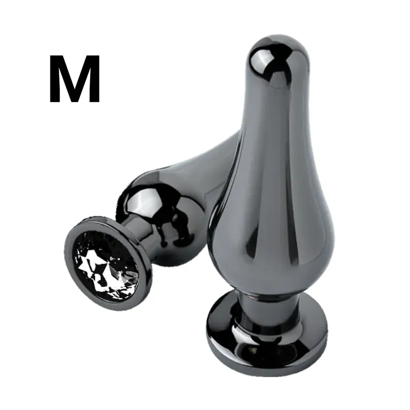 DR PINKY - Plug Anal Dilatador Talla M Consolador Cono de Aluminio Joya Negra