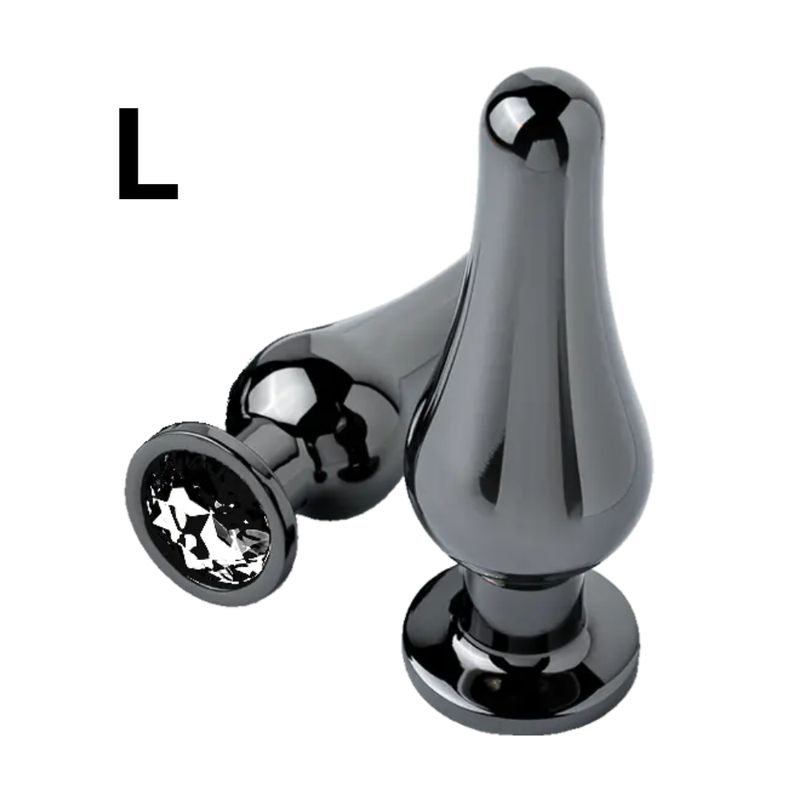 DR PINKY - Plug Anal Dilatador Talla L Consolador Cono de Aluminio Joya Negra