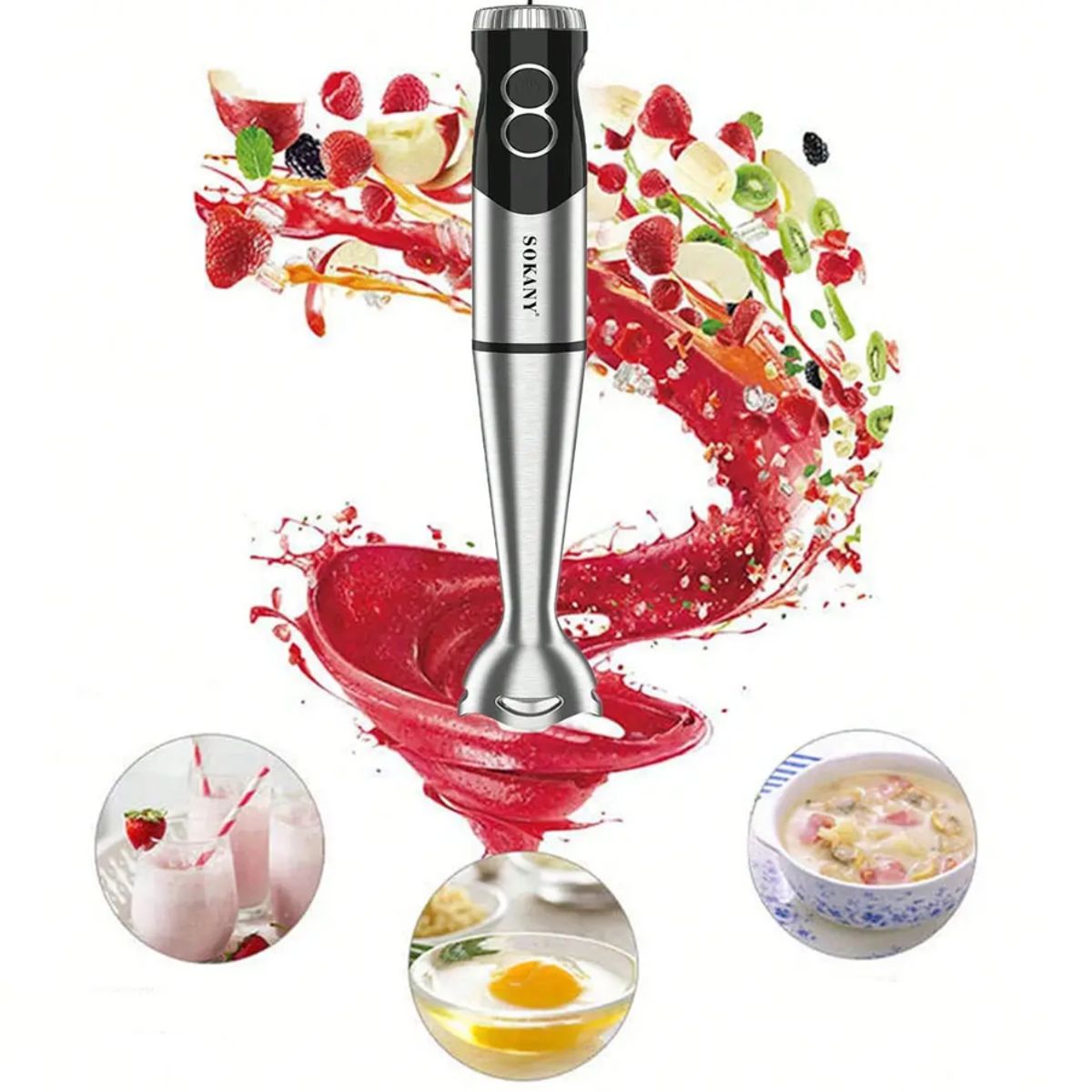 GENERICO - Batidora de inmersión Procesador de alimentos multifuncional