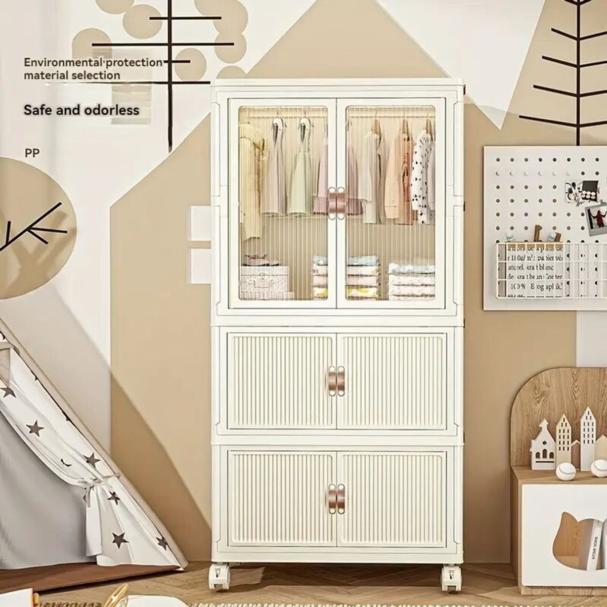 GENERICO - ROPERO 3 CUERPOS -  CREMA