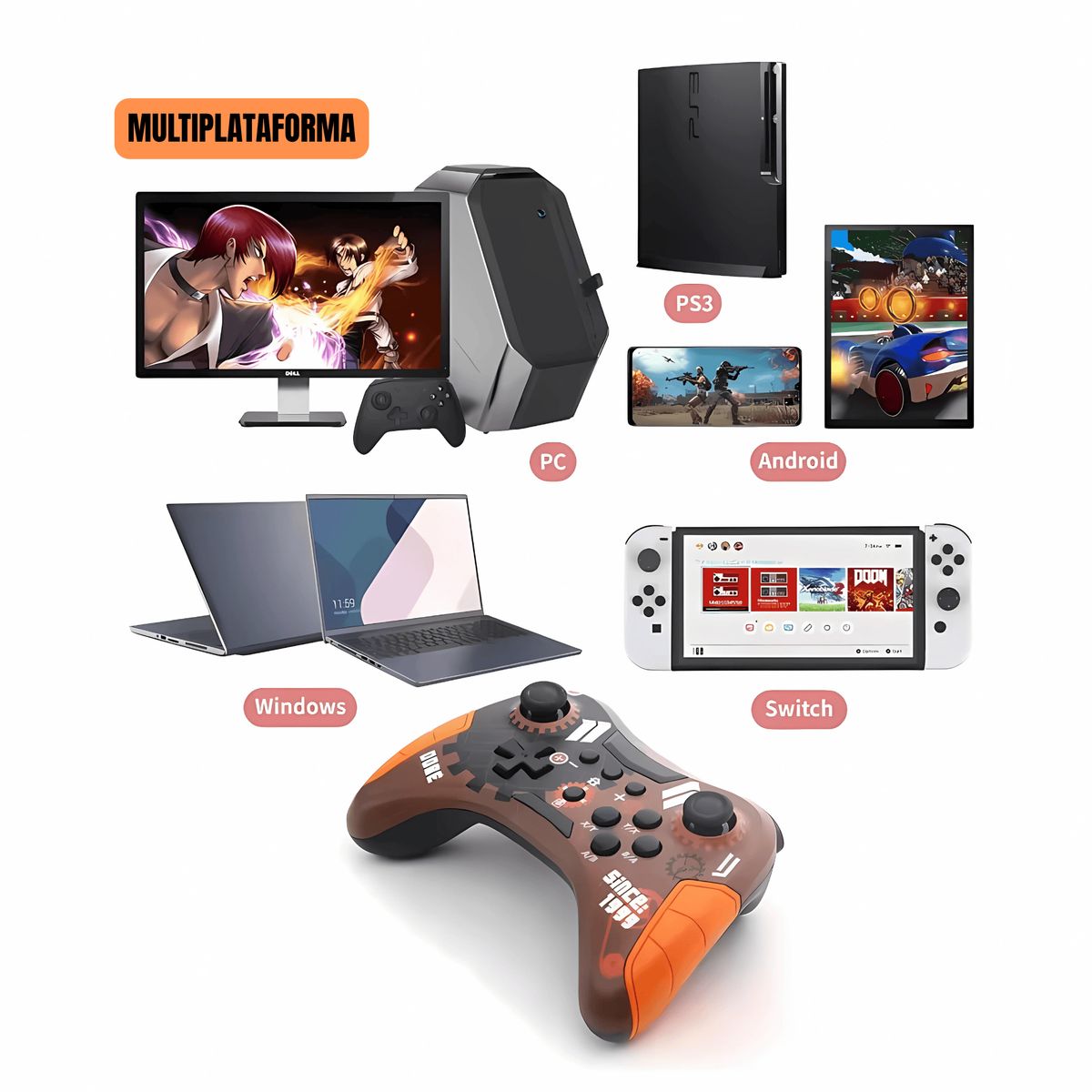 DOBE - Mando inalámbrico DOBE TY-3839 Rojo Para Nintendo Switch Pc Ps3