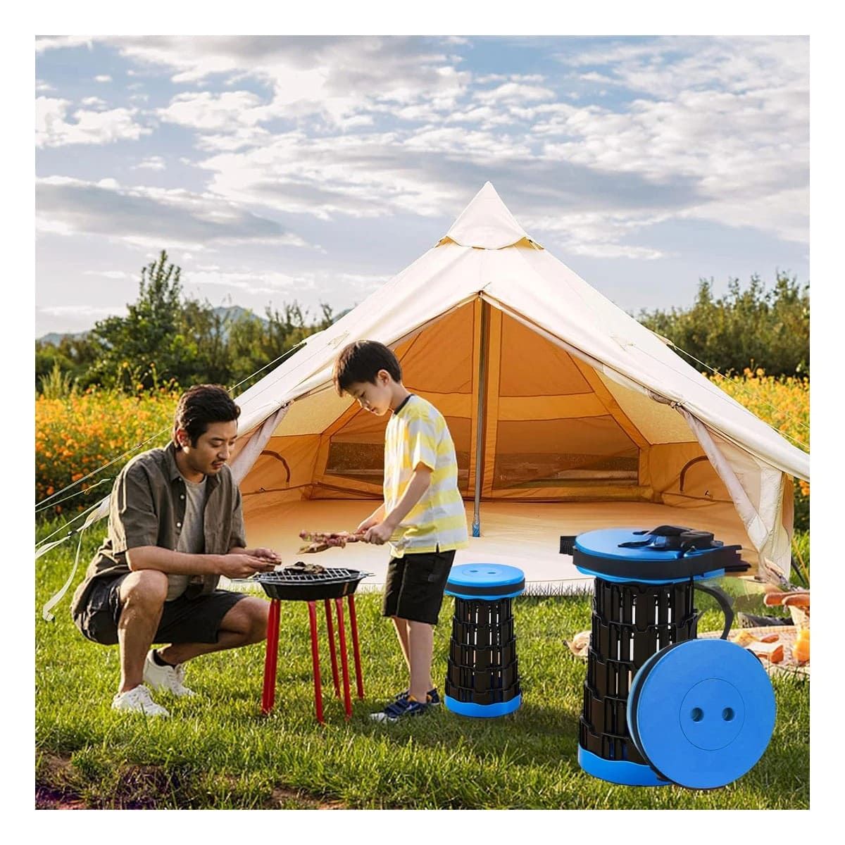 GENERICO - Pack3 Banco Practico de LLevar Azul Y+Ligas de Regalo