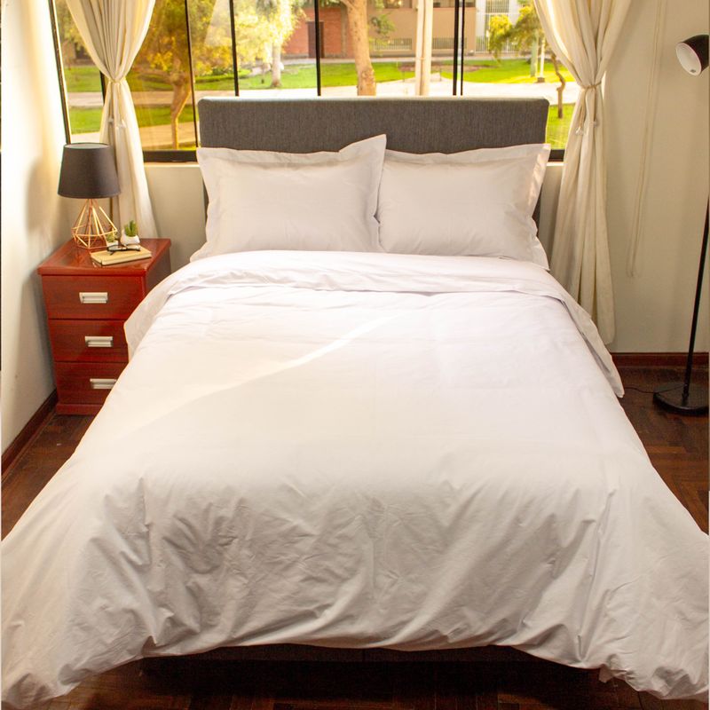 AMADEUS HOME - Edredón Nórdico king Incluye Plumón y Duvet Algodón Peruano Blanco