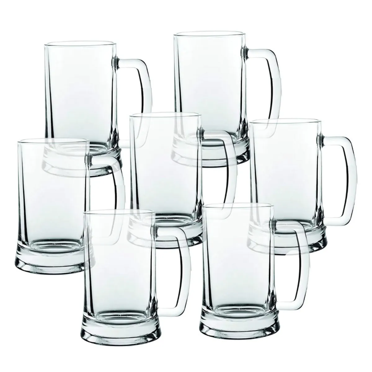 PENTHA - Vaso Cervecero de Vidrio con Asa 490ml Set de 6 Tazas Transparentes
