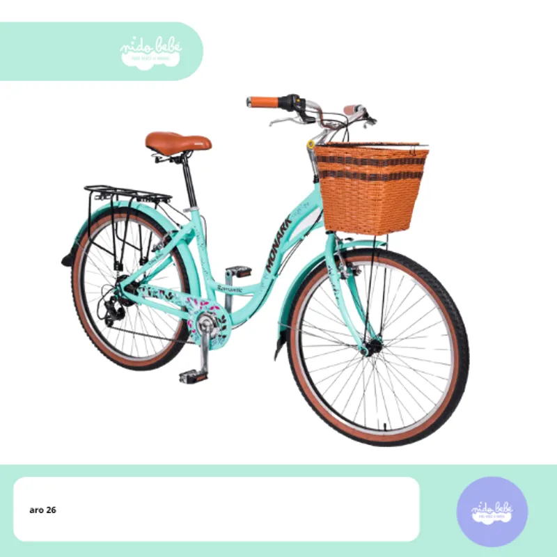 Bicicleta Monark Romantic Teen Aro 26 celeste GENERICO