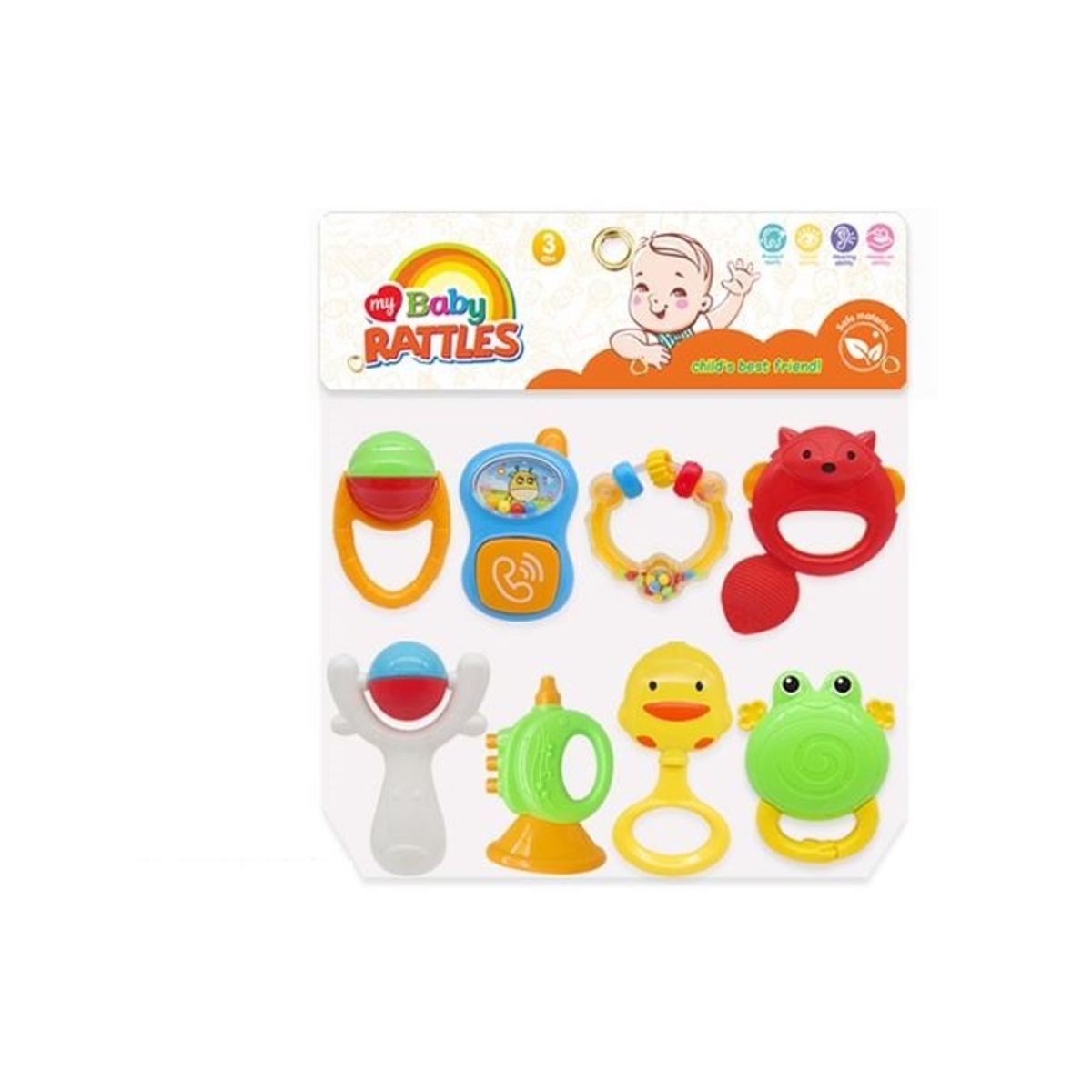 GENERICO - Pack Sonajas de Estimulación 8 Piezas Para Bebé