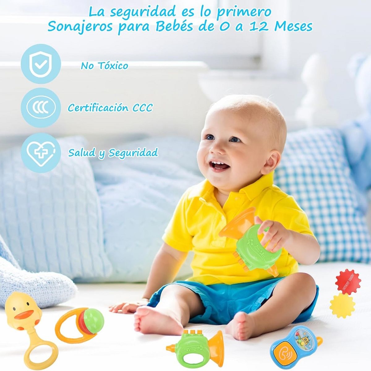 GENERICO - Pack Sonajas de Estimulación 8 Piezas Para Bebé