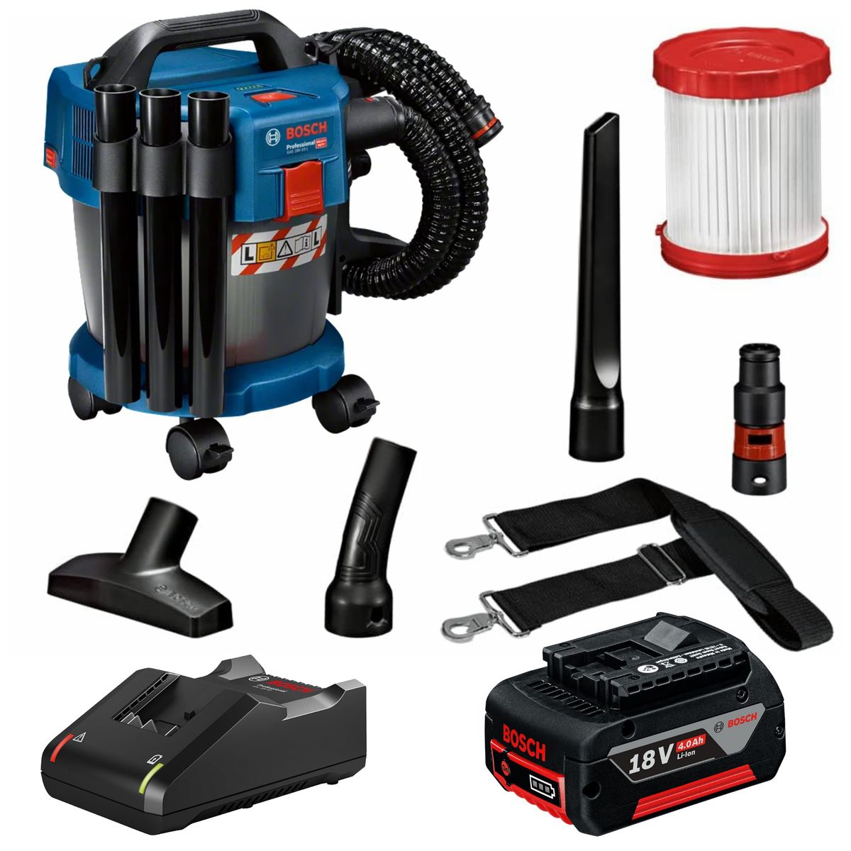 BOSCH - COMBO ASPIRADORA INALAMBRICA, BATERIA Y CARGADOR 4A  BOSCH GAS 18V-10L