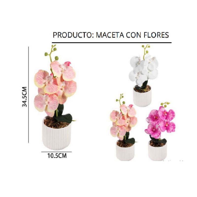 OTTOWARE - Maceta Blanca Con Orquídeas Artificial