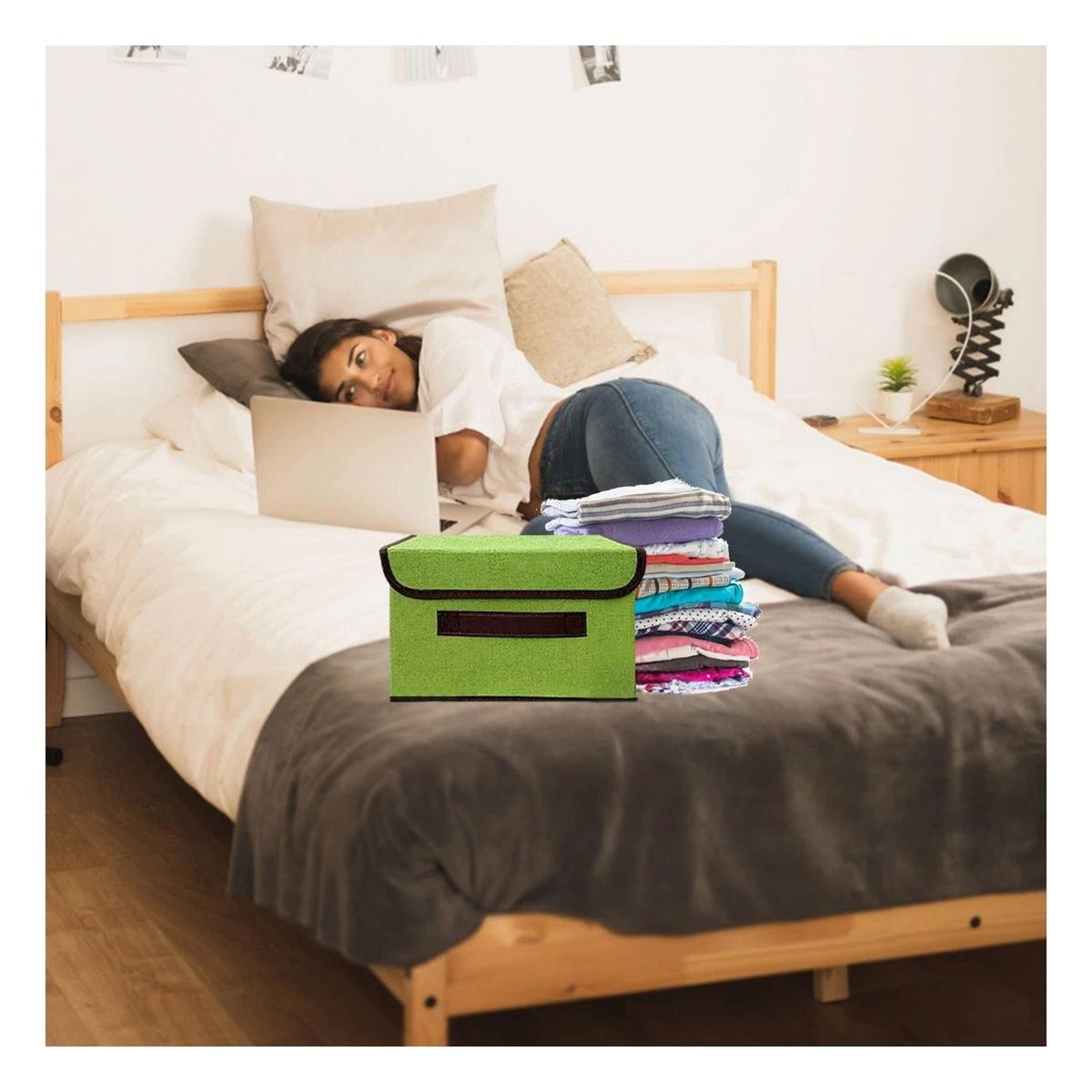 GENERICO - Pack6 Cesta Escencial para Dormitorio Familiar en Verde