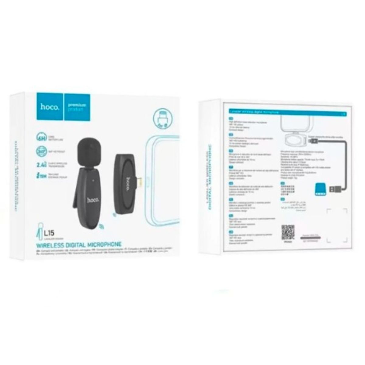 HOCO - Micrófono Hoco L15 inalámbrico Lightning Cancelacion de Ruido