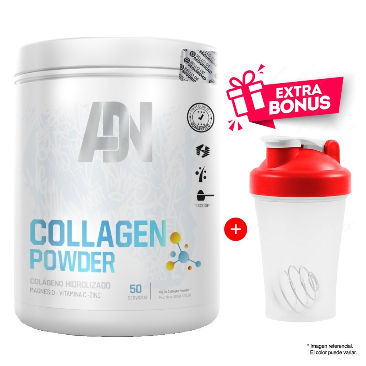 ADN - COLLAGEN POWDER 500 GRAMOS FRUIT PUNCH ADN NUTRITION