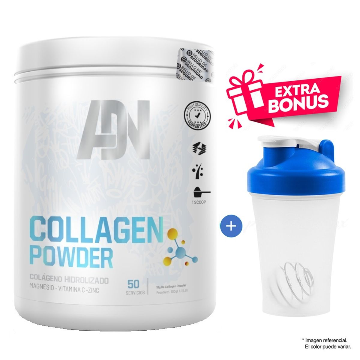 ADN - COLÁGENO ADN COLLAGEN POWDER 500GR FRUIT PUNCH + SHAKER