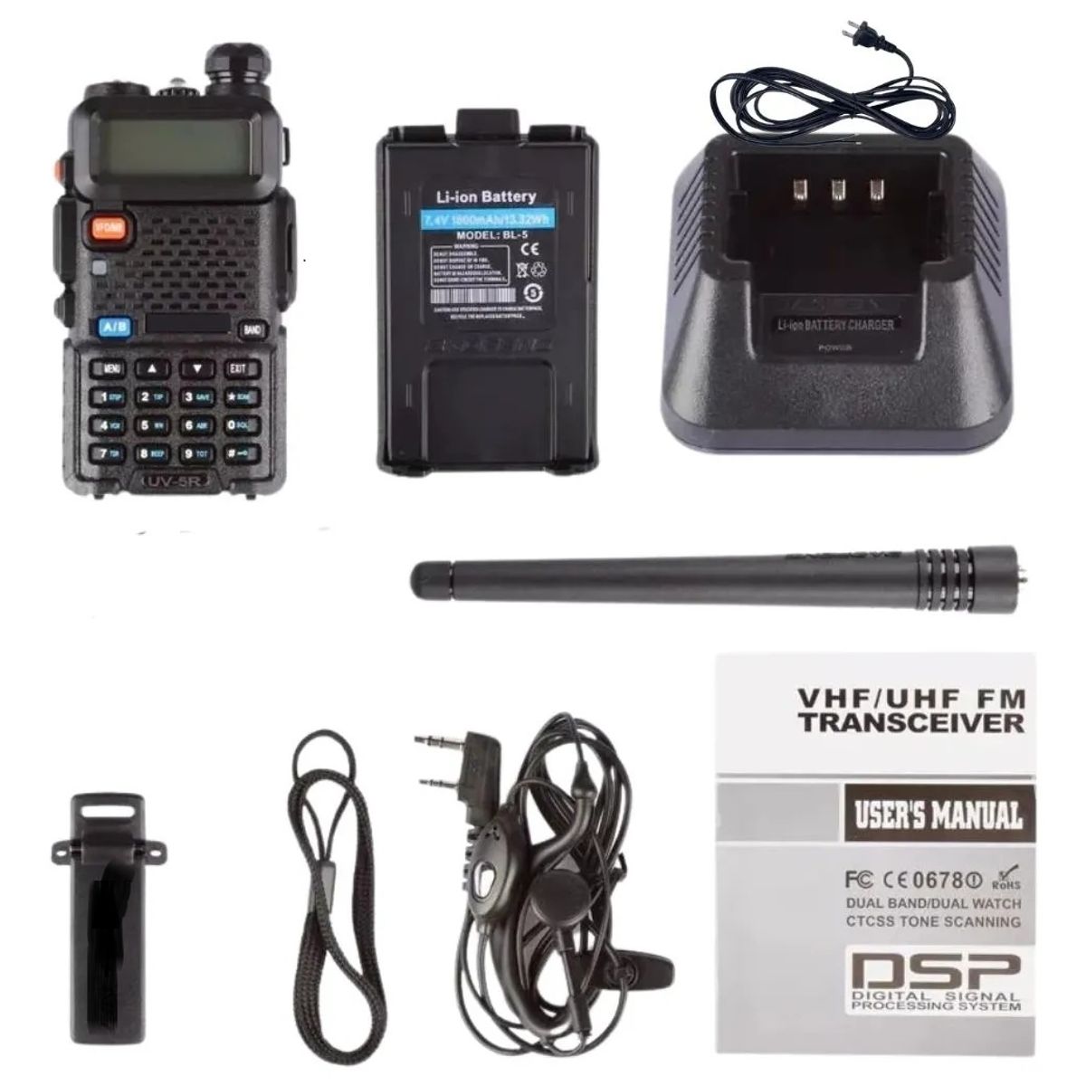 PREMIUM - Kit de Radios Walkie Talkie Con Pantalla UV-5R 2 Bandas 128 Canales