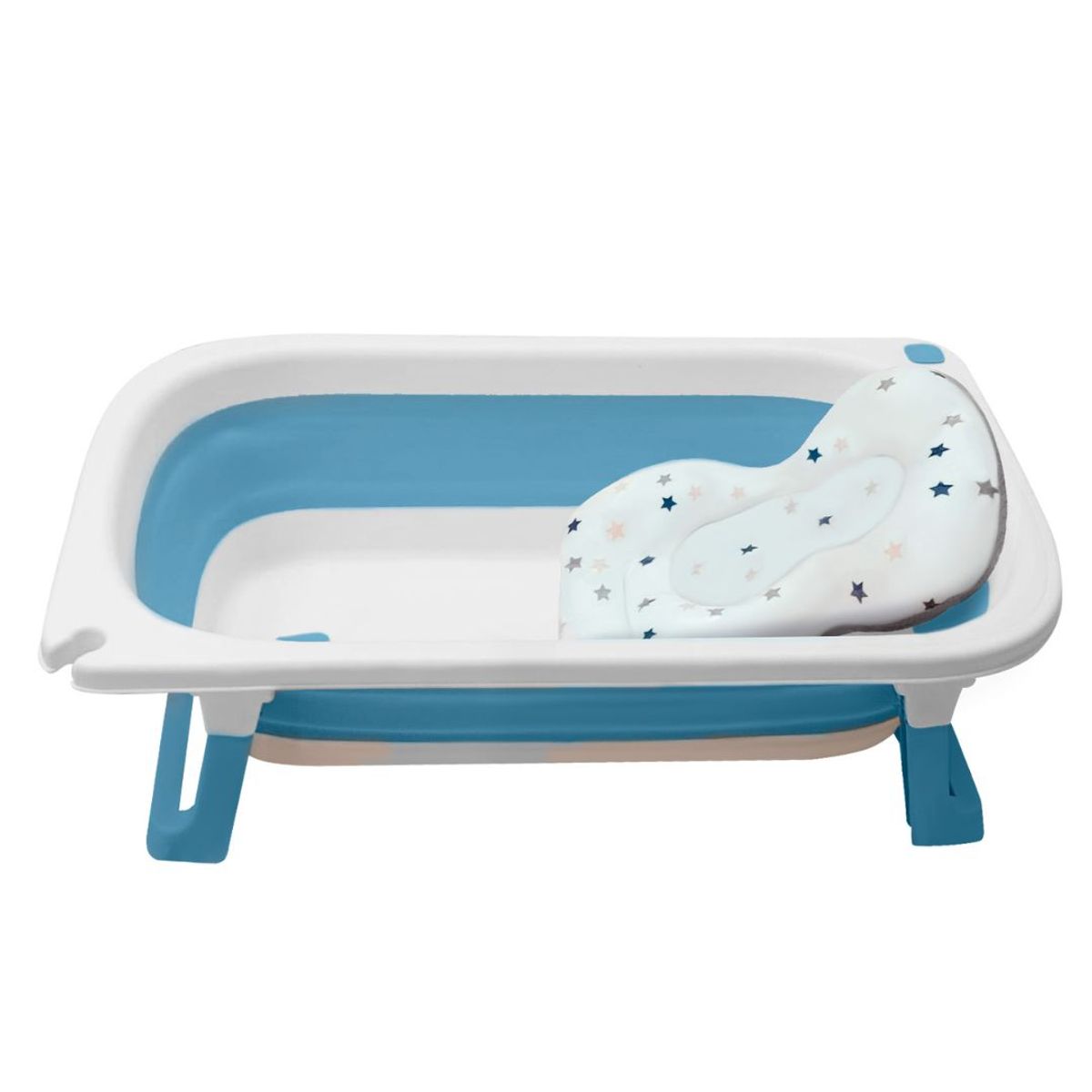 GENERICO - Bañera de Bebe Plegable+Termómetro Cojin Antideslizante Azul