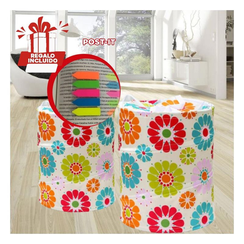 RYBIU IMPORT - Pack6 Cesta Impermeable para Ropa Y+Banderitas Adhesivas