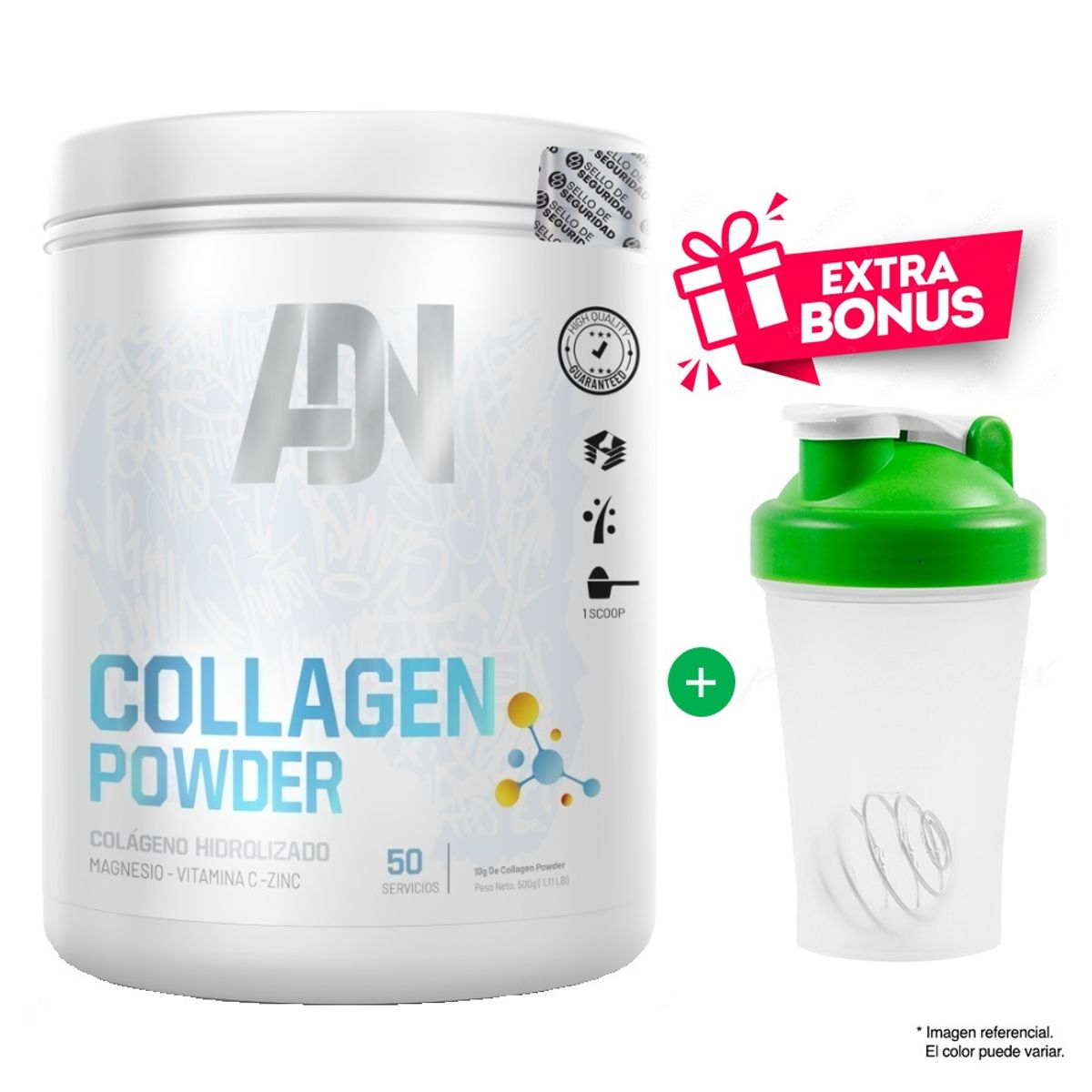 ADN - Colageno Hidrolizado Adn Collagen Powder 500 Gr Naranja