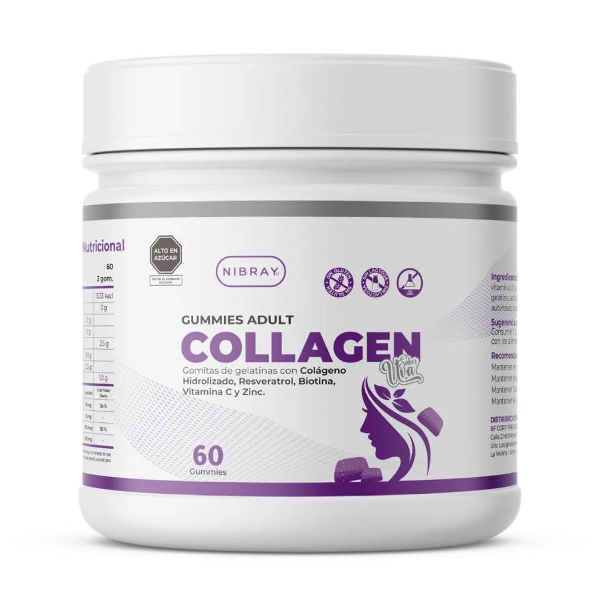 NIBRAY - Colageno con Resveratrol Biotina Zinc Vitamina C Gummies Adult