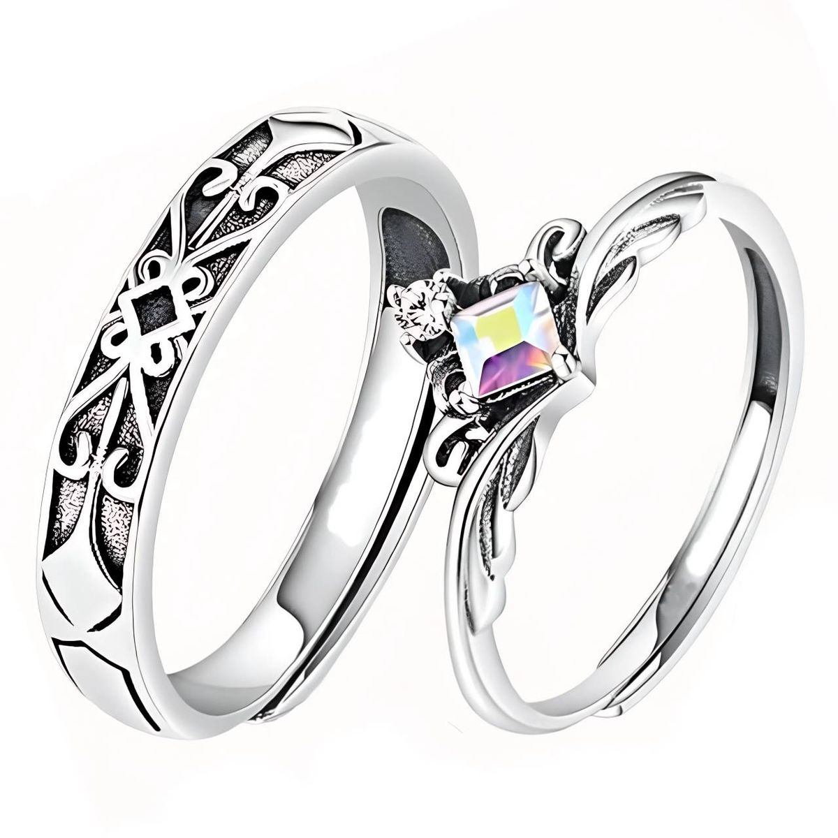 NO LOGO - Anillo De Pareja Doncella y Caballero Diseño Exclusivo Estuche Gratis