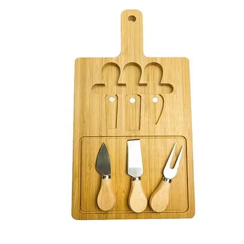 GENERICO - TABLA DE QUESOS CON  MINI CORTADORES DE BAMBU