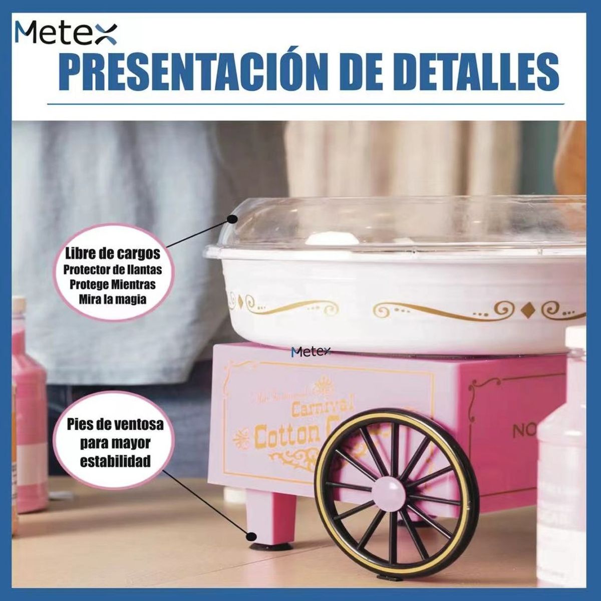 U BUY - Metex Cotton Candy Maker Incluye 2 Cilindros Reutilizables
