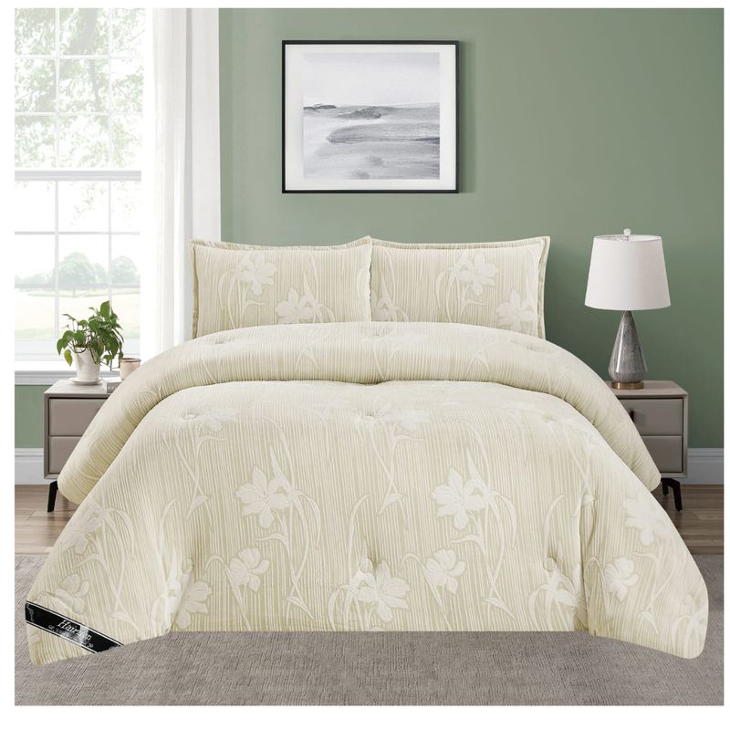 GENERICO - EDREDON PIEL DE CONEJO CON PIEL DE ANGEL 3D ALTO RELIEVE 5 PIEZAS