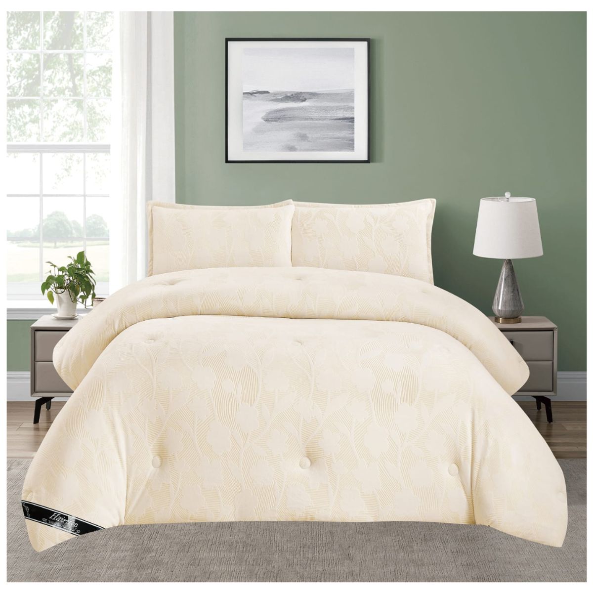 GENERICO - EDREDON PIEL DE CONEJO CON PIEL DE ANGEL 3D ALTO RELIEVE 5 PIEZAS