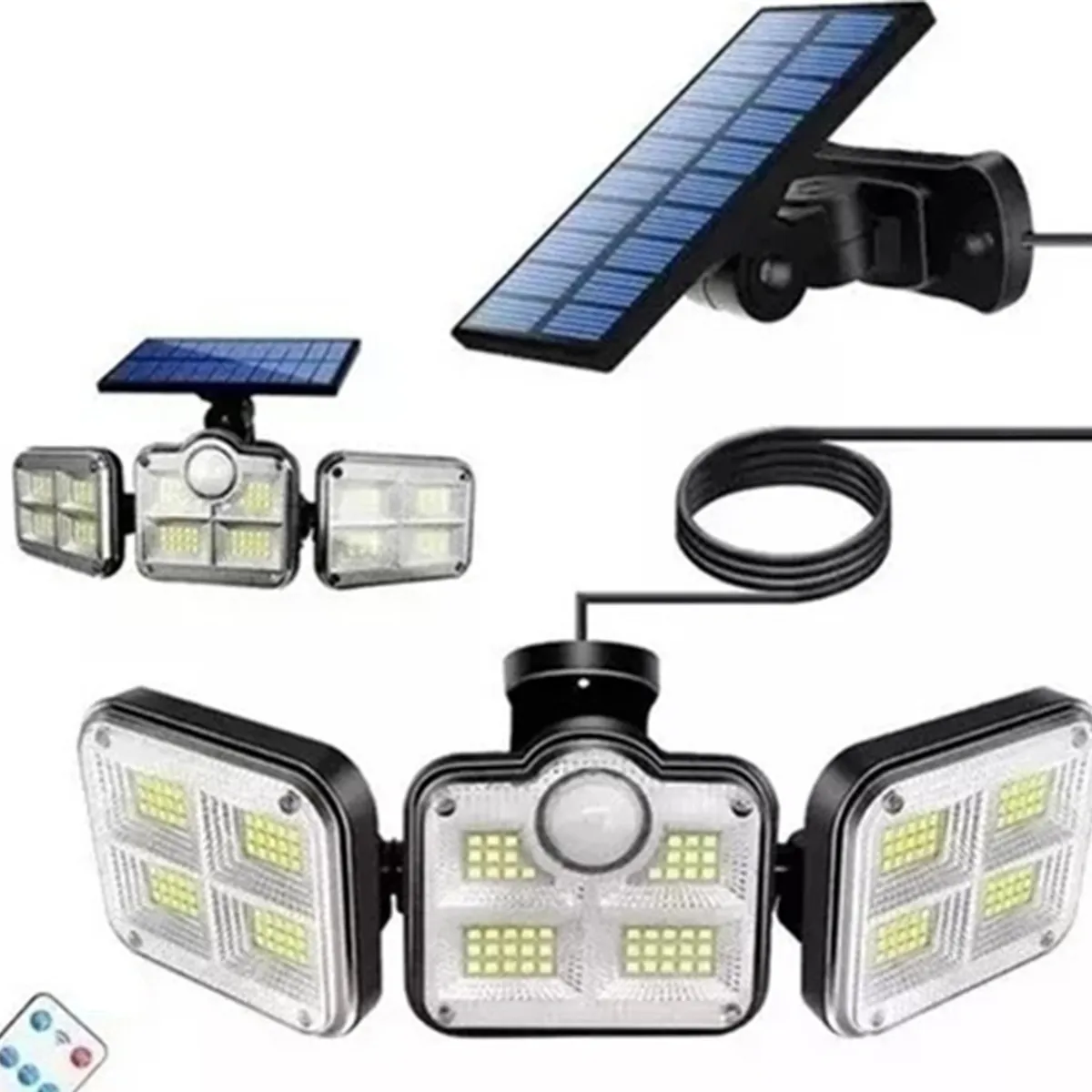 U BUY - Luz Solar Foco Triple Cabezal Con Sensor De Movimientos