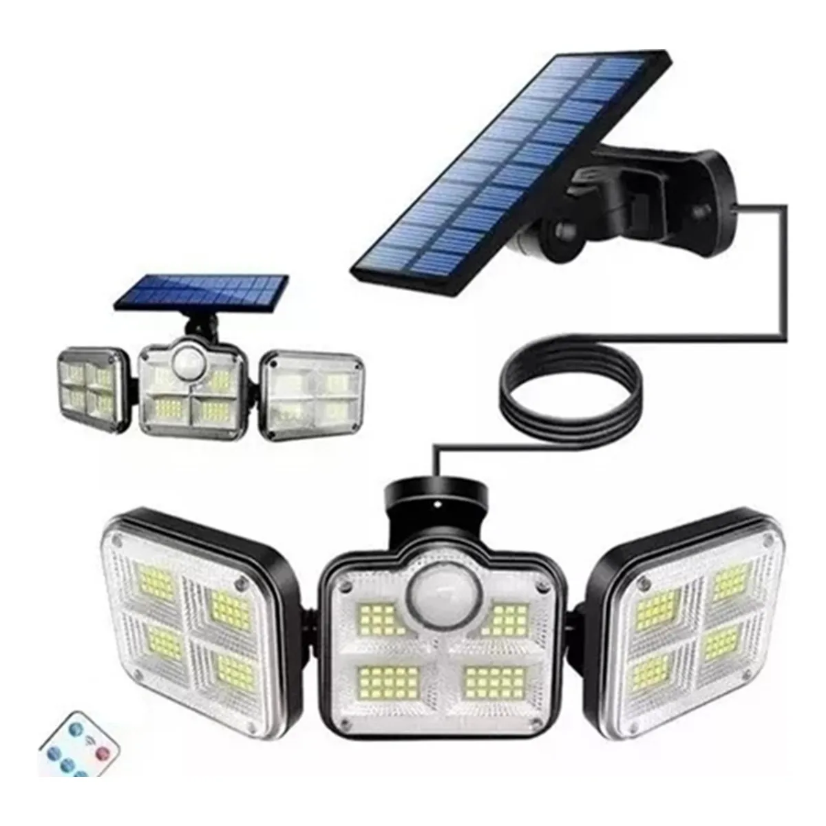 U BUY - Luz Solar Foco Triple Cabezal Con Sensor De Movimientos