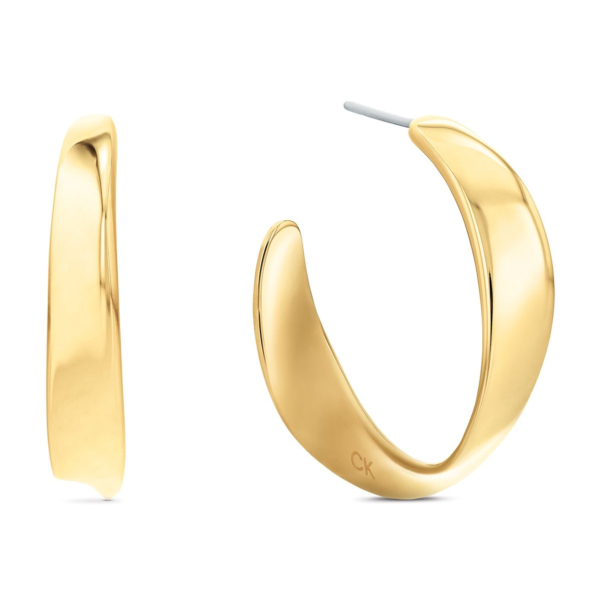CALVIN KLEIN - Aretes de acero inoxidable dorado